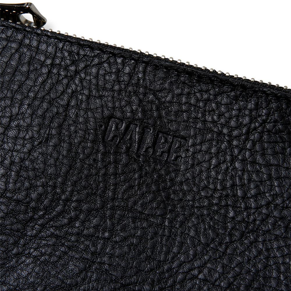CALEE - 【ラスト1点】PLANE LEATHER WALLET POUCH (BLACK) / プレーン 