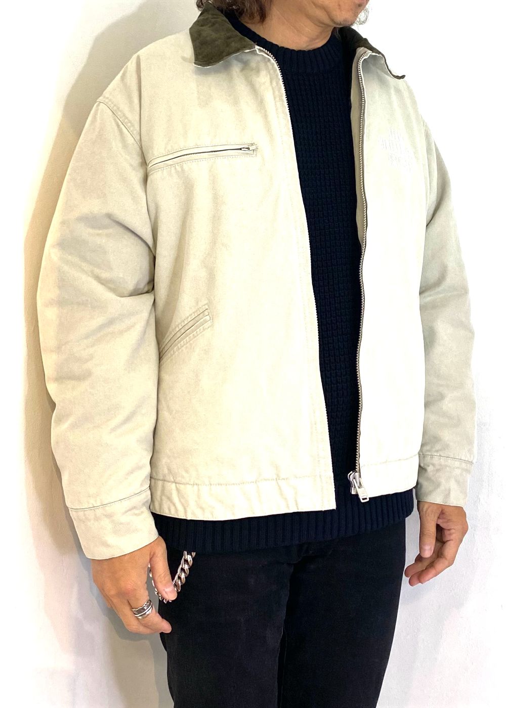 Ox Work Zip Jacket (Washed) (BEIGE) / コットン オックス ワーク ジャケット