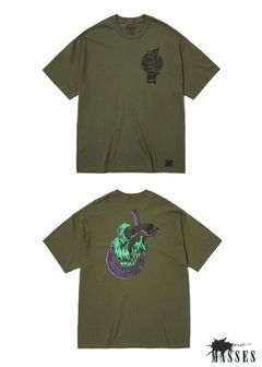 ×MASSES T-SHIRT SAW (OLIVE) / マシス コラボレーション プリントT