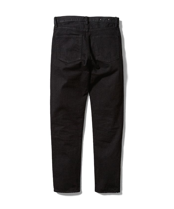 N.Slim Tapered STR 5pocket OWS (BLACK) / スリムテーパード ブラックデニムパンツ