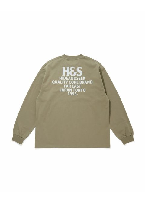 H&S L/S Tee (BEIGE) / オリジナル ロゴ プリント ロング スリーブ Tシャツ