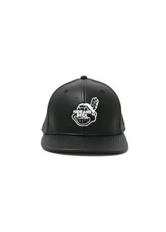 Indian Baseball CAP PU Leather (BLACK) / 刺繍ロゴ ベースボールキャップ