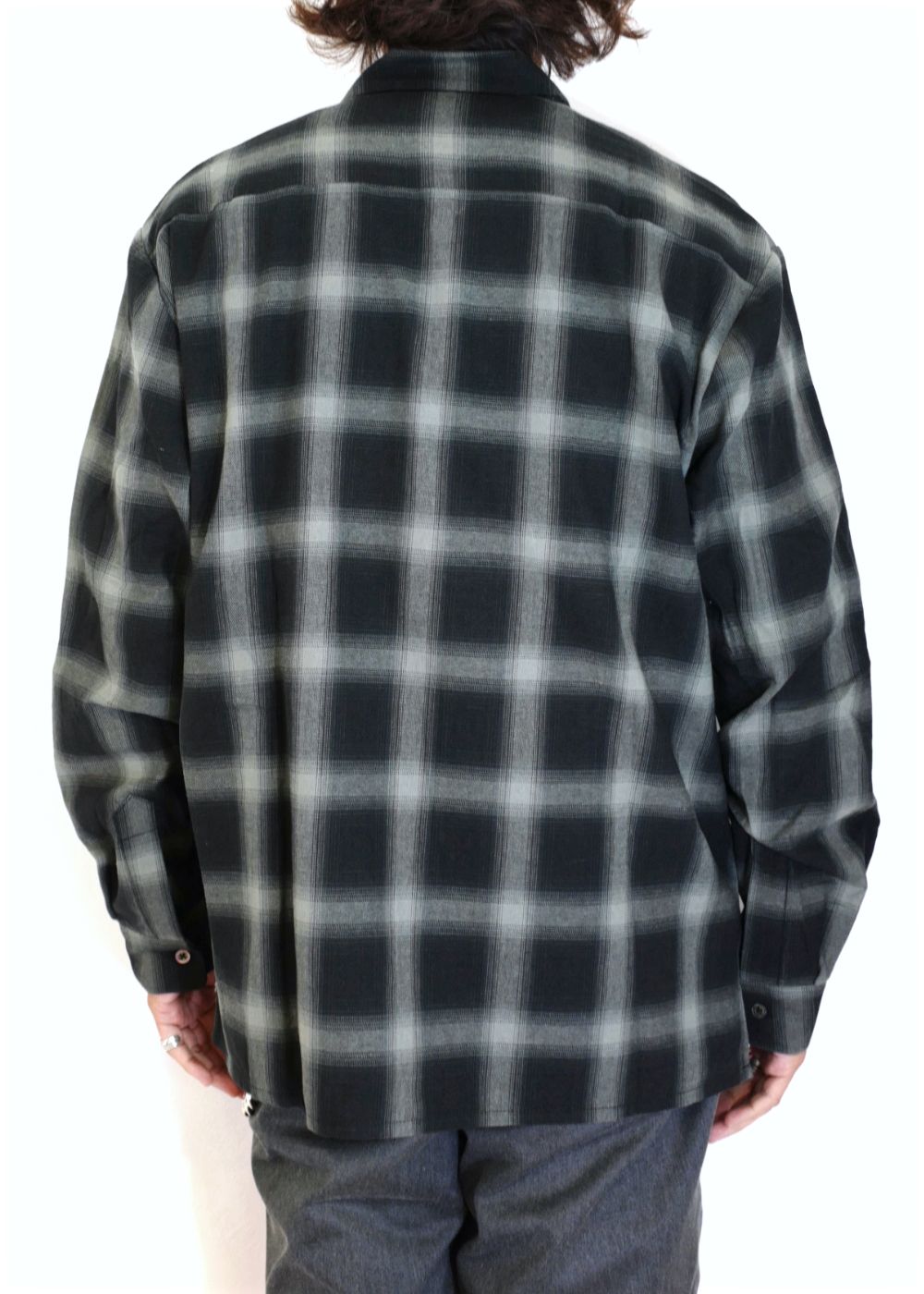 HIDE AND SEEK - OMBRE CHECK L/S SHIRT (GRAY) / オンブレチェック