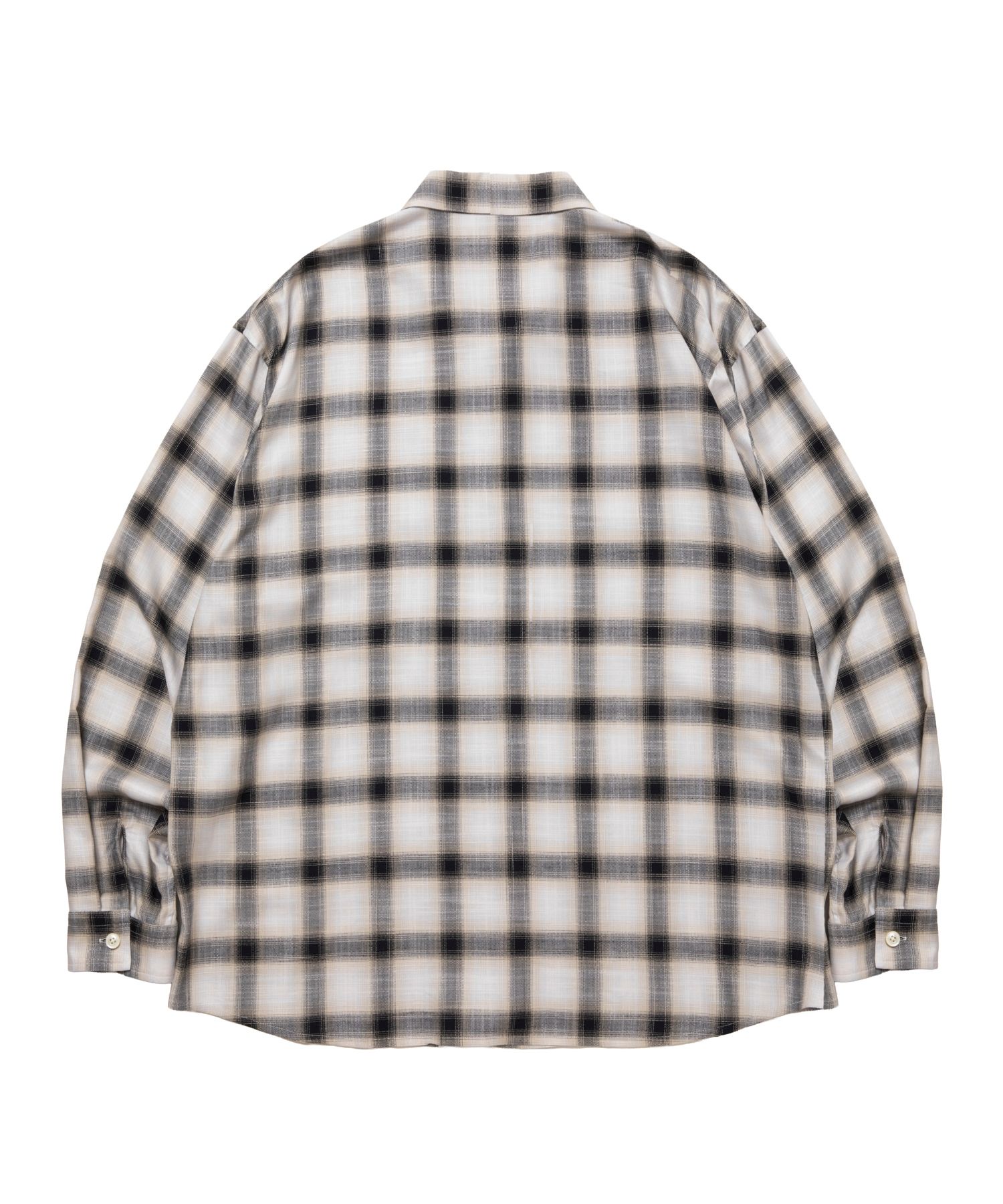 R9 OMBRE CHECK SHIRT (BEIGE) / オンブレチェック オープン カラー シャツ