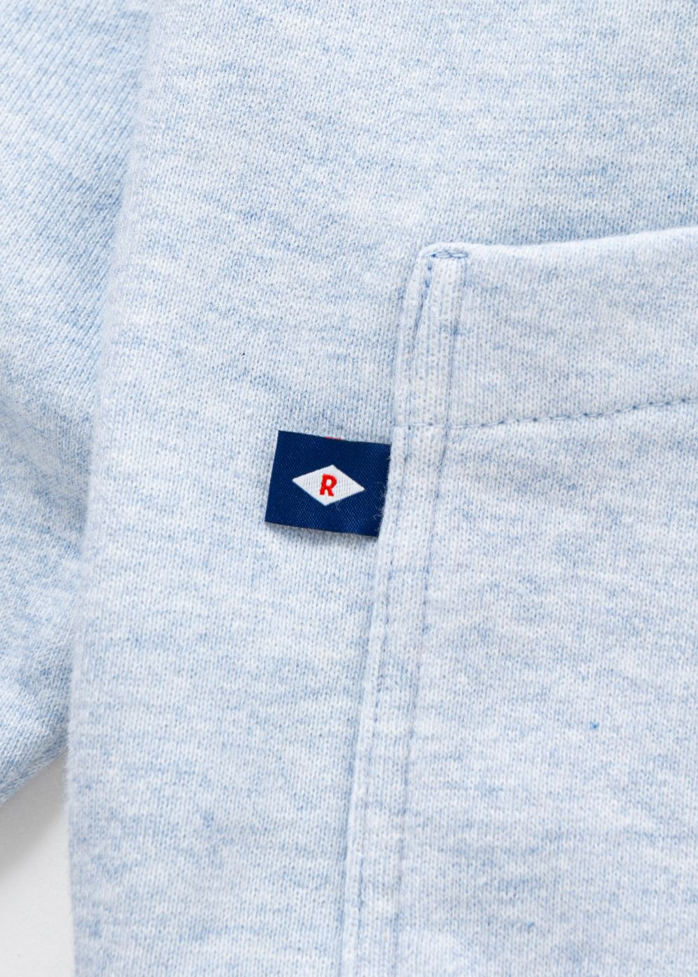 TRIM HOODIE (HEATHER BLUE) / クロスネック トリムリブ スウェットパーカー
