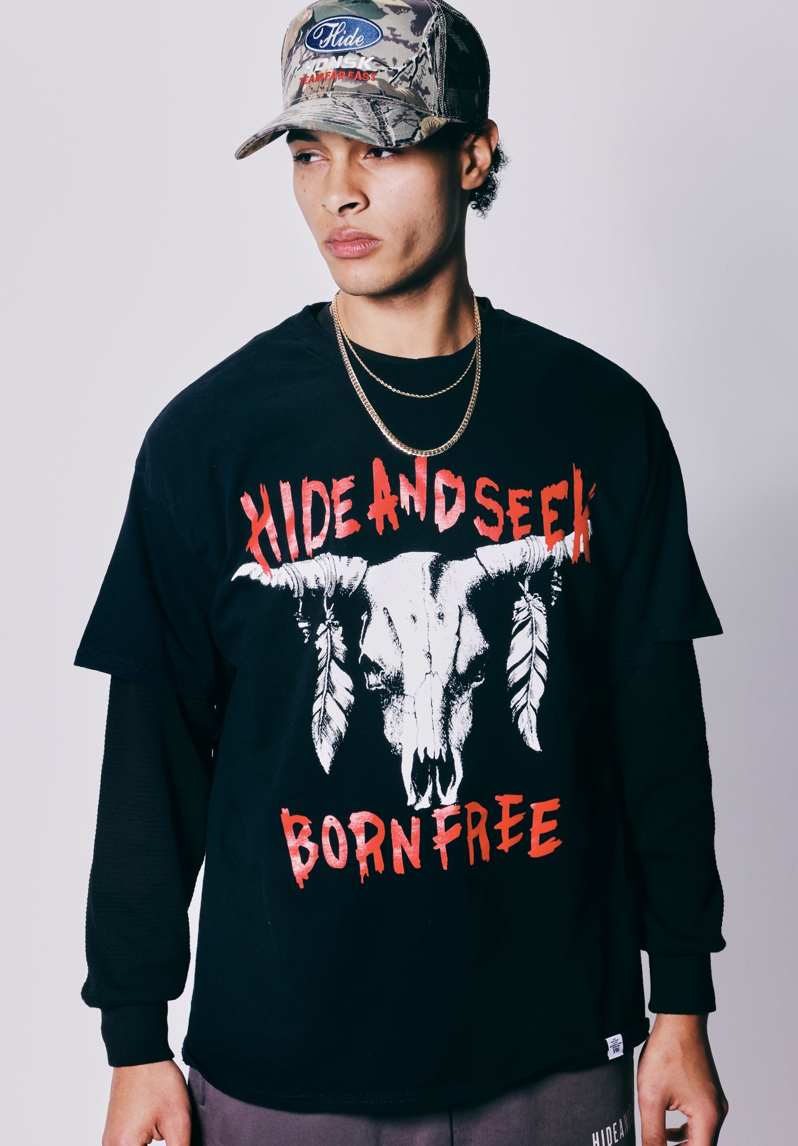 Buffalo Skull S/S Tee (BLACK) / バッファロー スカル プリントTee