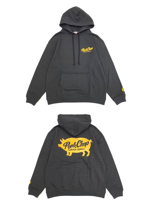 【ラスト1点】SCRIPT PORK HOODIE (ASH BLACK) / ロゴ スウェットパーカー