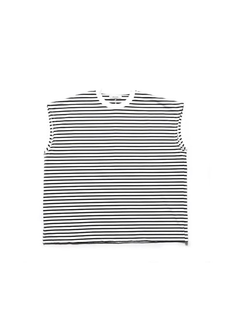 Big Nosleeve Border T-SH (WPT) / ビッグシルエット ノースリーブ ボーダー Tシャツ