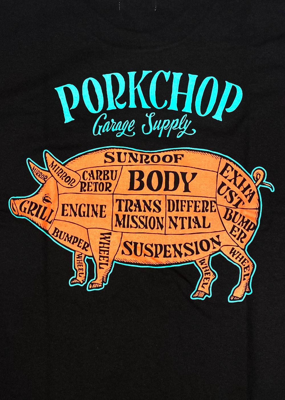 PORK BACK TEE (BLACK) / ポークバック ロゴ Tシャツ