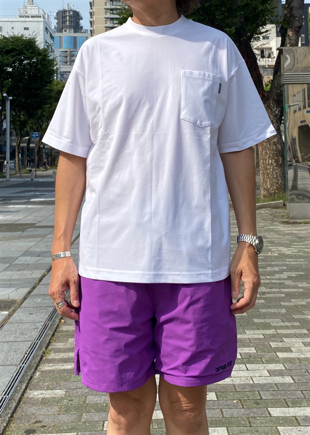 LIGHT&DRY SUMMER TEE (WHITE) / ドライ ストレッチ ポケット Tシャツ