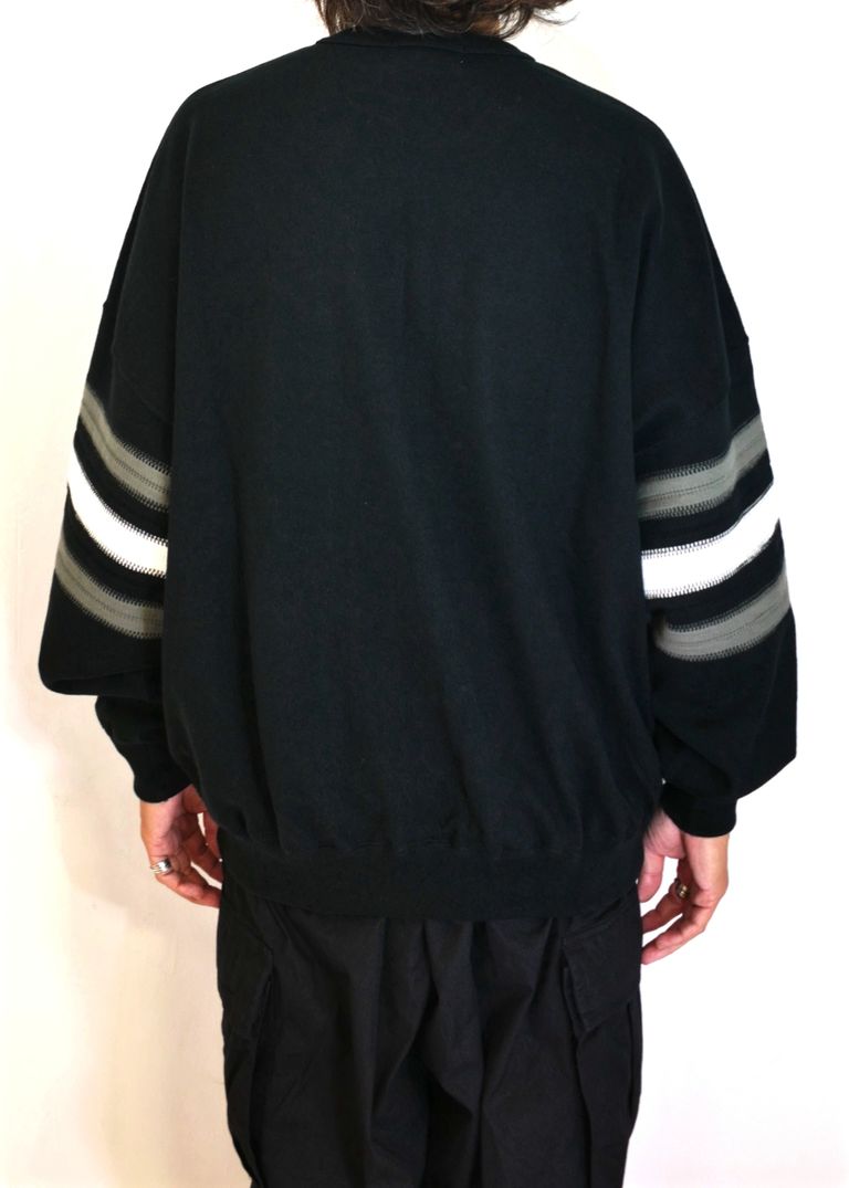 COOTIE PRODUCTIONS - Heavy Oz Jersey Jacquard Sleeve Crew (BLACK 