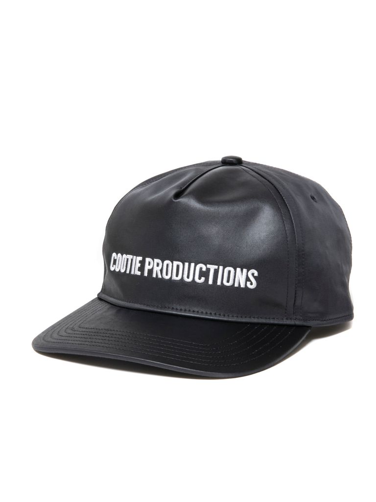 COOTIE PRODUCTIONS - Damp Coated Satin 5 Panel Cap (BLACK×WHITE 