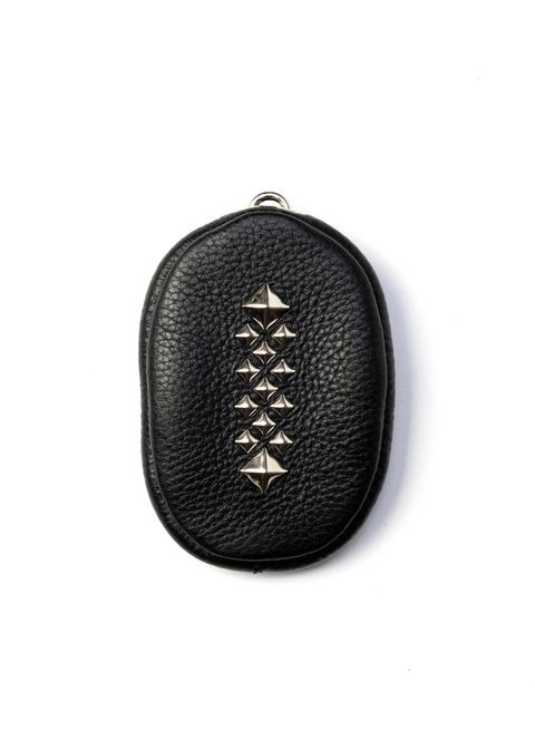 STUDS LEATHER ZIP COIN CASE (BLACK) / スタッズ レザー コインケース