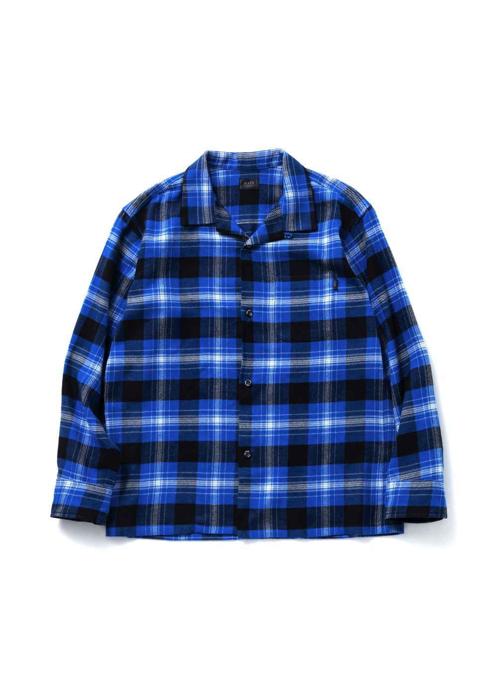 RATS - COTTON RAYON CHECK SHIRT (BLUE) / コットンレーヨン チェック