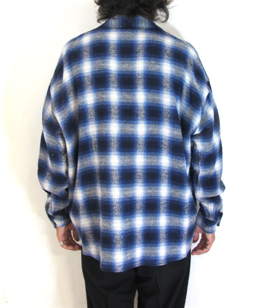 ROTTWEILER - OPEN COLLAR OMBRE SHIRTS (BLACK) / オンブレチェック