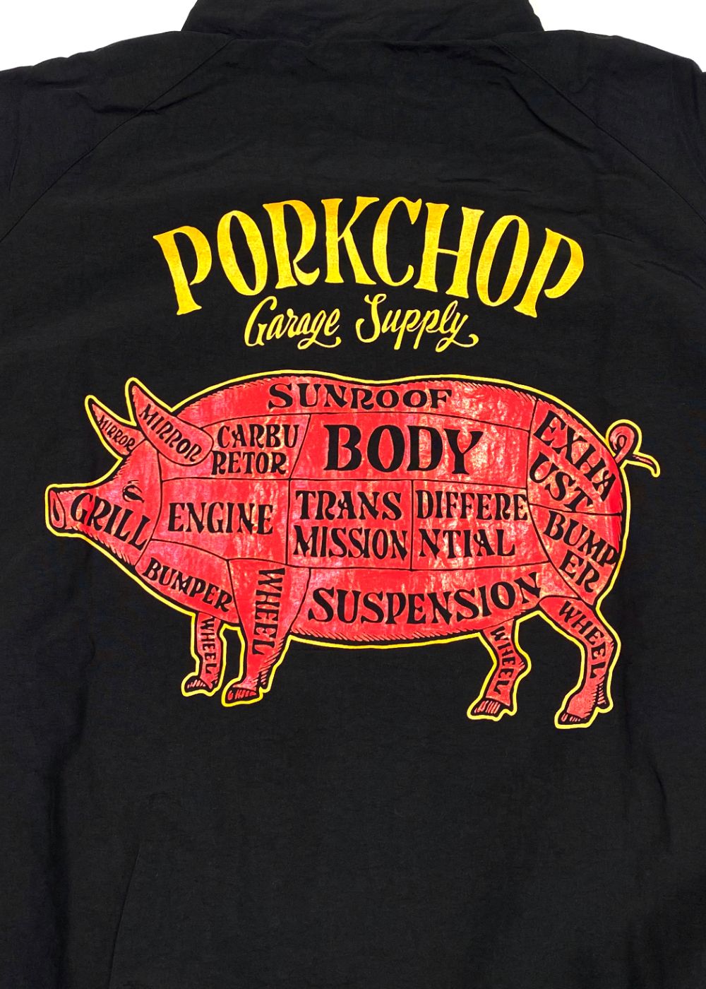 PORK BACK NYLON JKT (BLACK) / ポークバック ナイロン トラック ジャケット