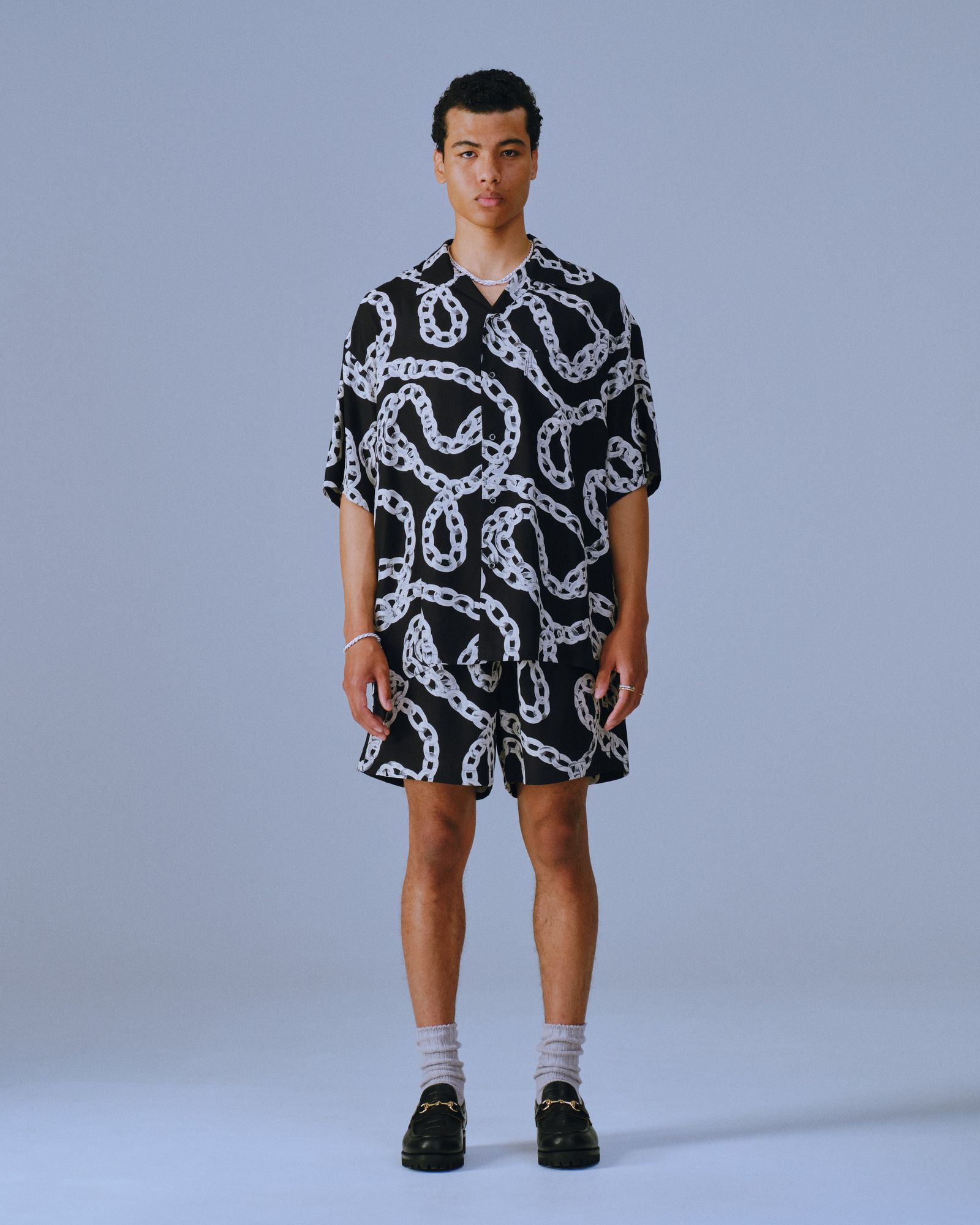 RATS RAYON PRINT OPEN-COLLARED SHIRT