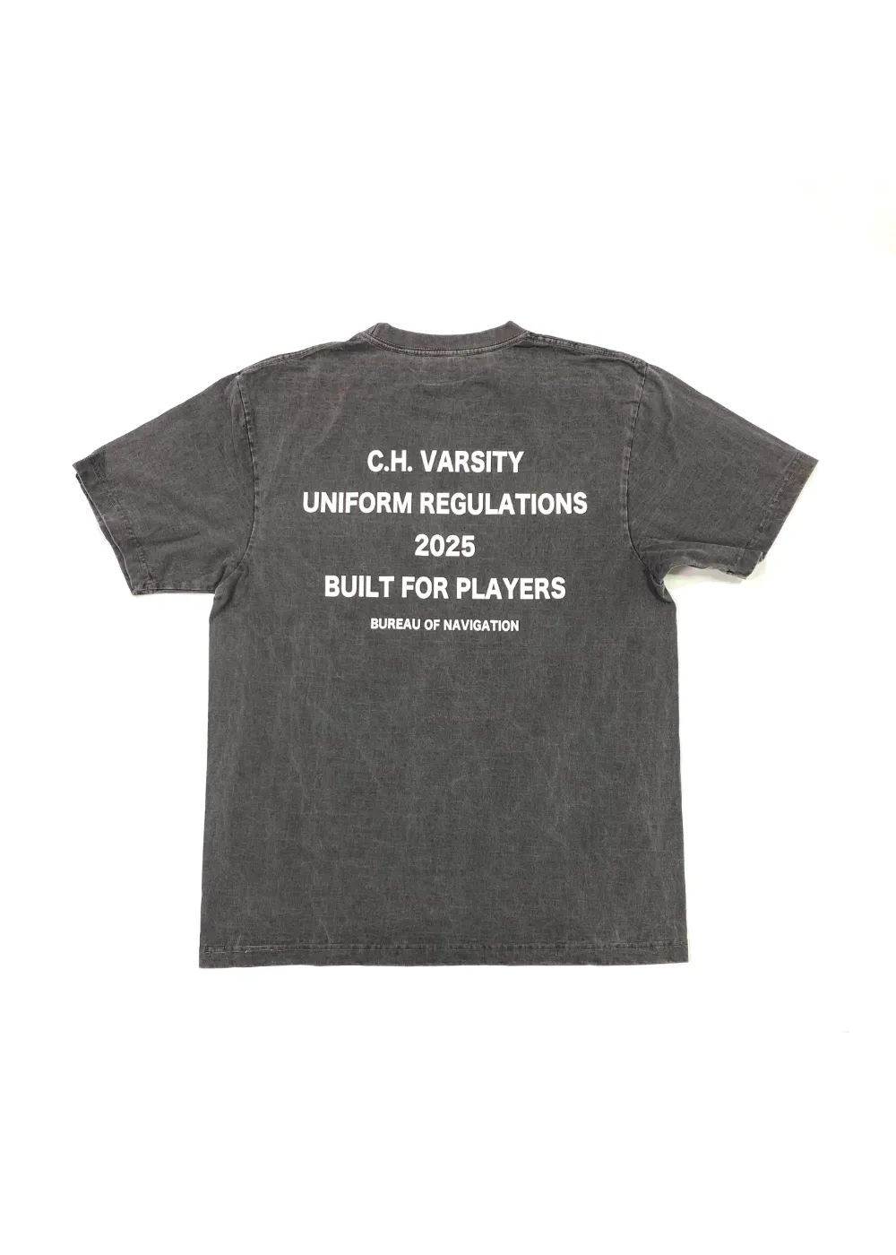 C.H. VARSITY POCKET SS TEE (WASHED BLACK) / ロゴ プリント ピグメント Tシャツ
