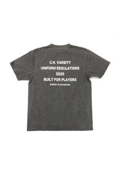 C.H. VARSITY POCKET SS TEE (WASHED BLACK) / ロゴ プリント ピグメント Tシャツ