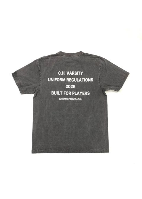 C.H. VARSITY POCKET SS TEE (WASHED BLACK) / ロゴ プリント ピグメント Tシャツ
