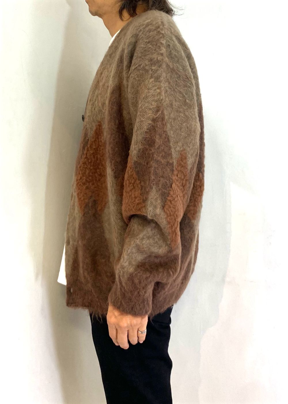 Mohair Argyle Knit Cardigan (BRT) /  アーガイル モヘアニット カーディガン