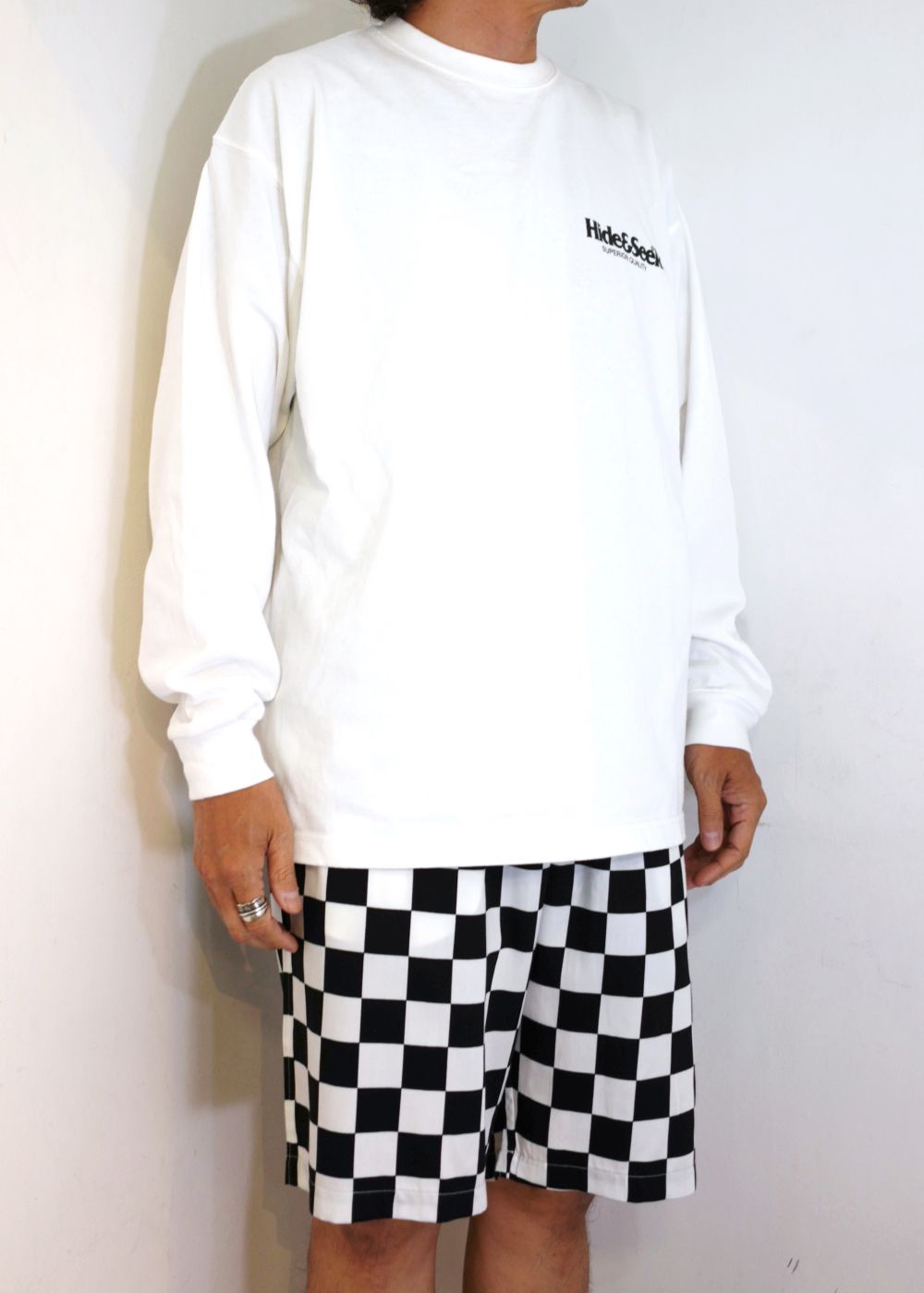 HideandSeek - LOGO L/S TEE (WHITE) / 定番ロゴ ロングスリーブ T