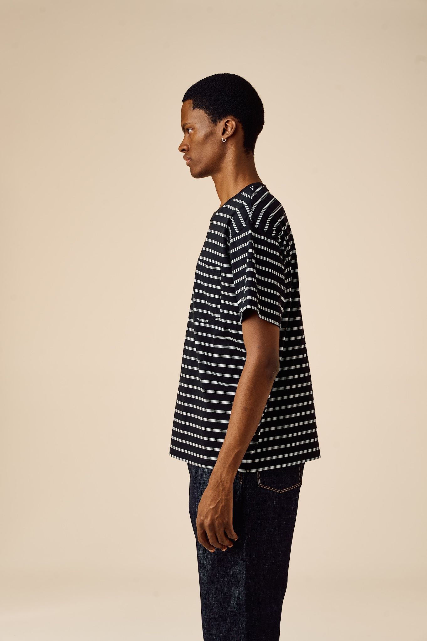 S/S POCKET T "GAZ" (BLACK) / ボーダー ポケット Tシャツ