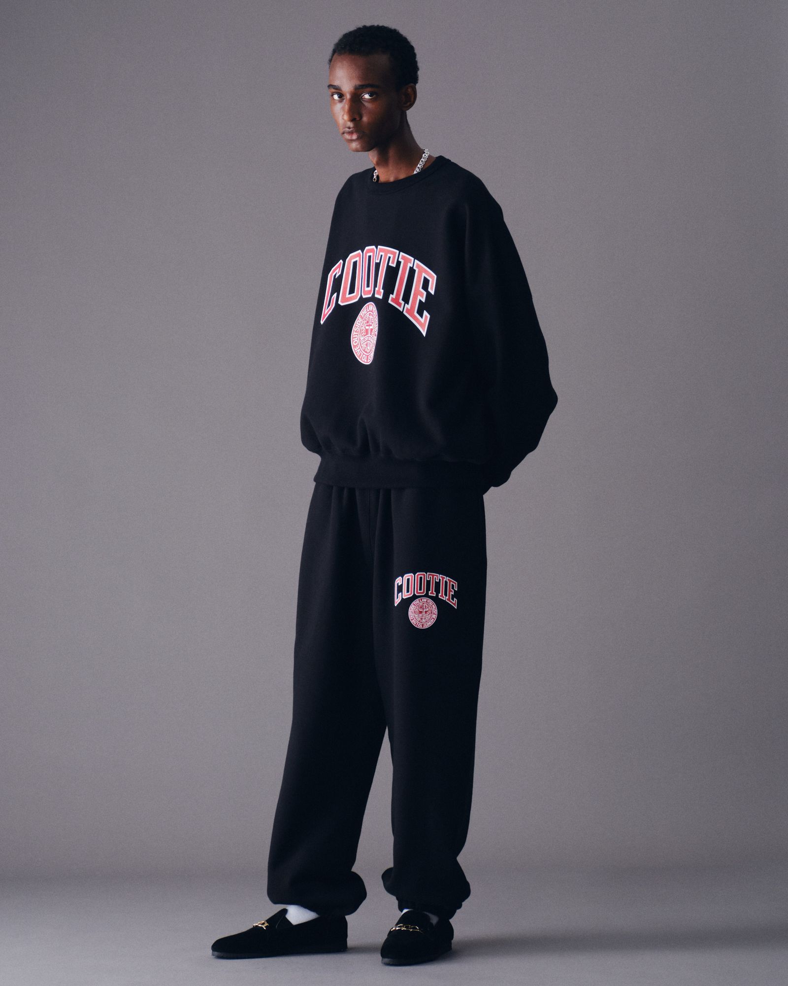 COOTIE PRODUCTIONS - Heavy Oz Sweat Easy Pants (COLLEGE) (BLACK 