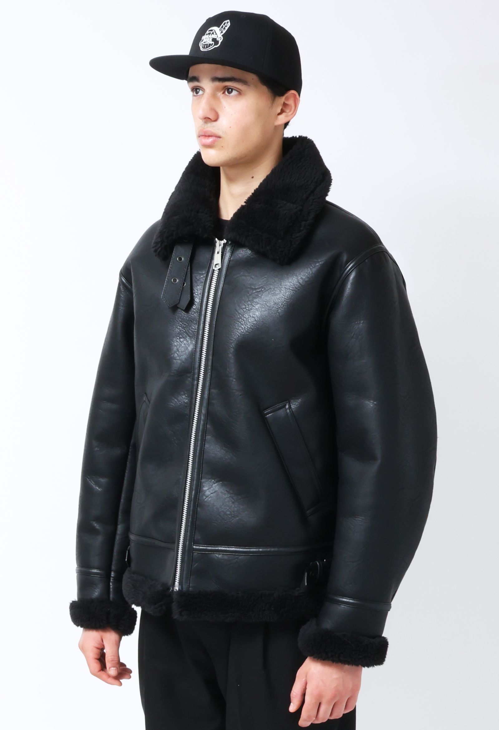 HIDE AND SEEK - B-3 Jacket (BLACK) / フェイクレザー B-3