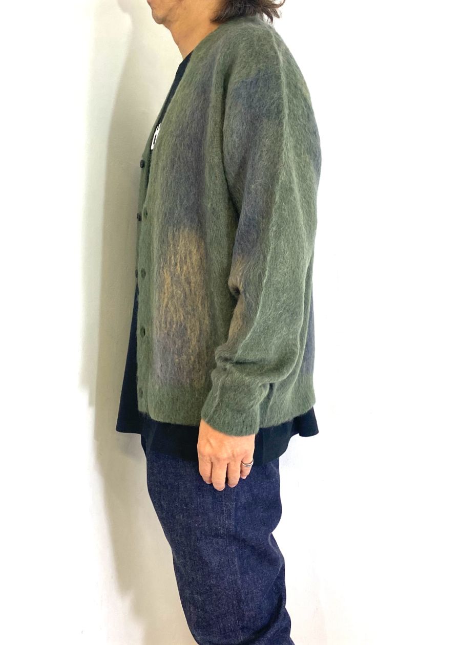 PATERNED CARDIGAN (GREEN) / オリジナル パターン柄 モヘア カーディガン