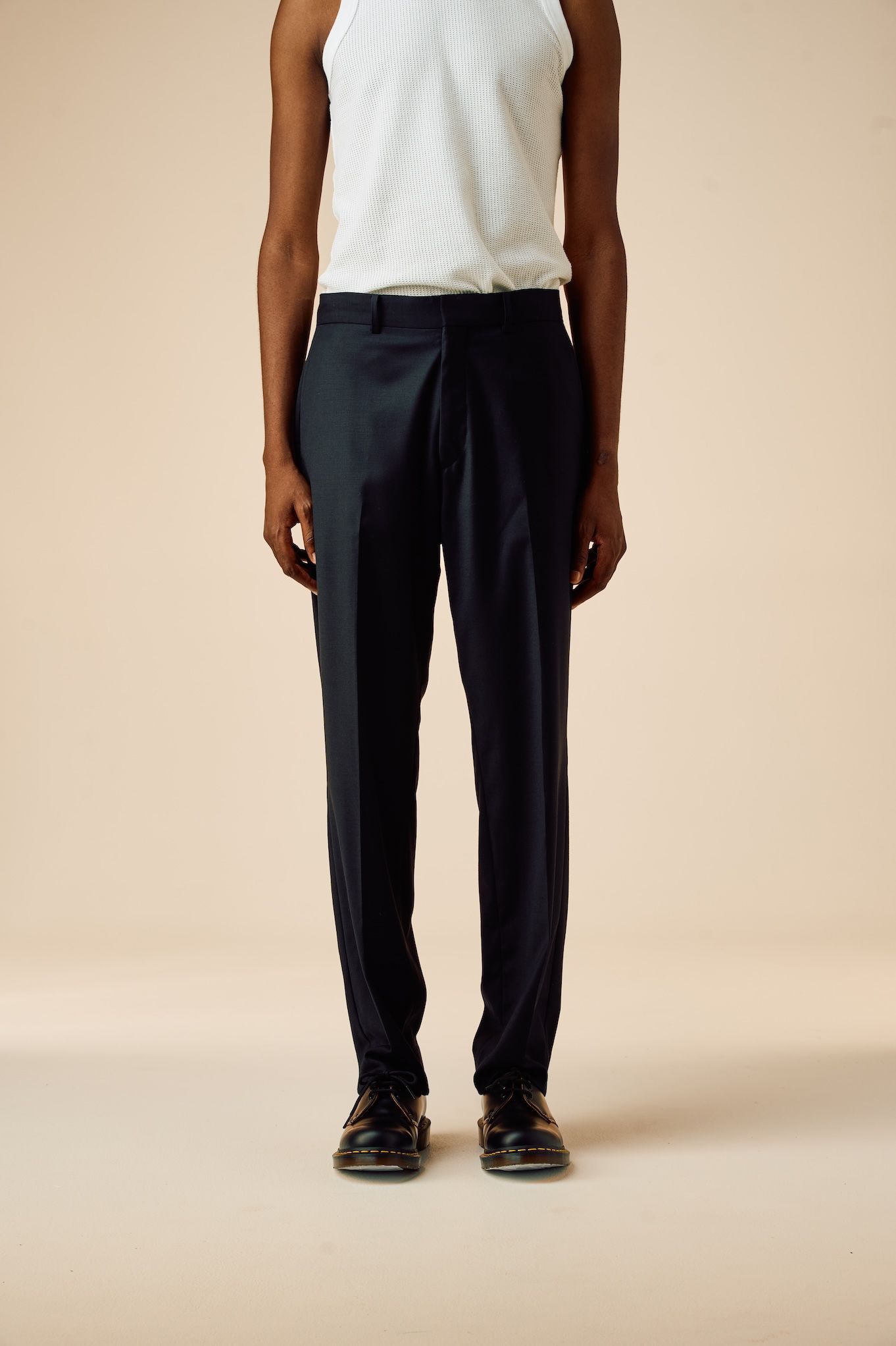 10L WOOL SILK PANTS "THUNDERS" (BLACK) / ウールシルク スラックス