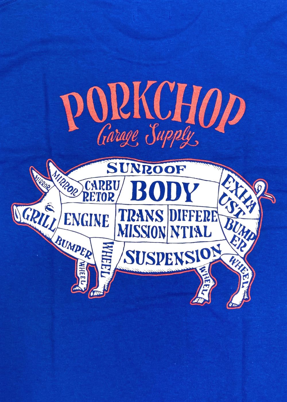 PORK BACK TEE (BLUE) / ポークバック ロゴ Tシャツ