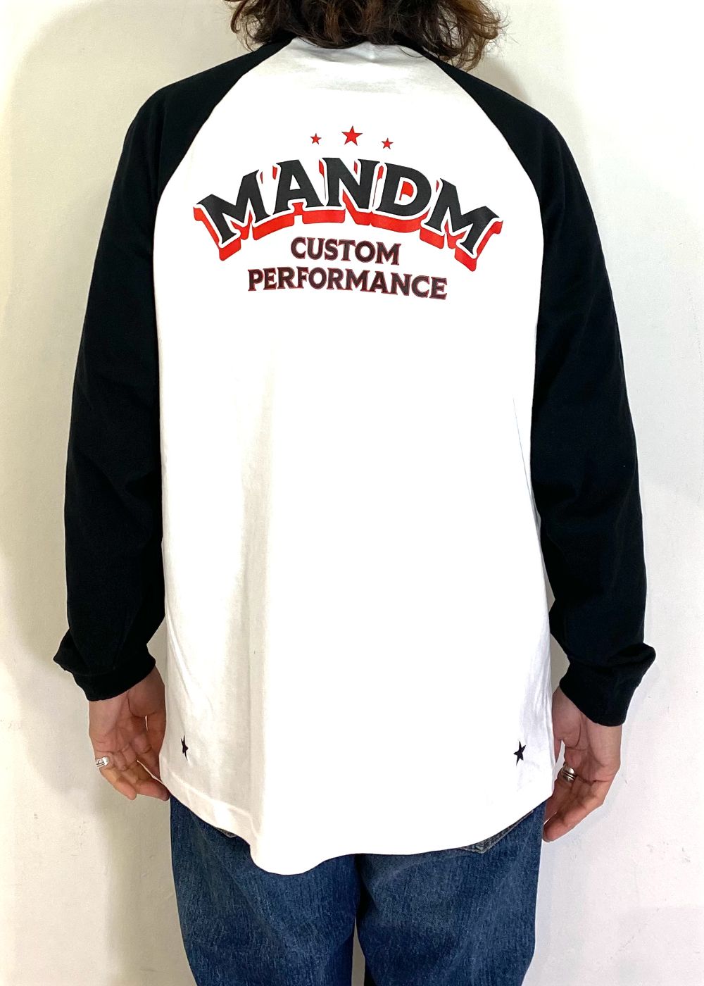 M&M CUSTOM PERFORMANCE - RAGLAN T-SHIRT (WHITE×BLACK) / ラグラン