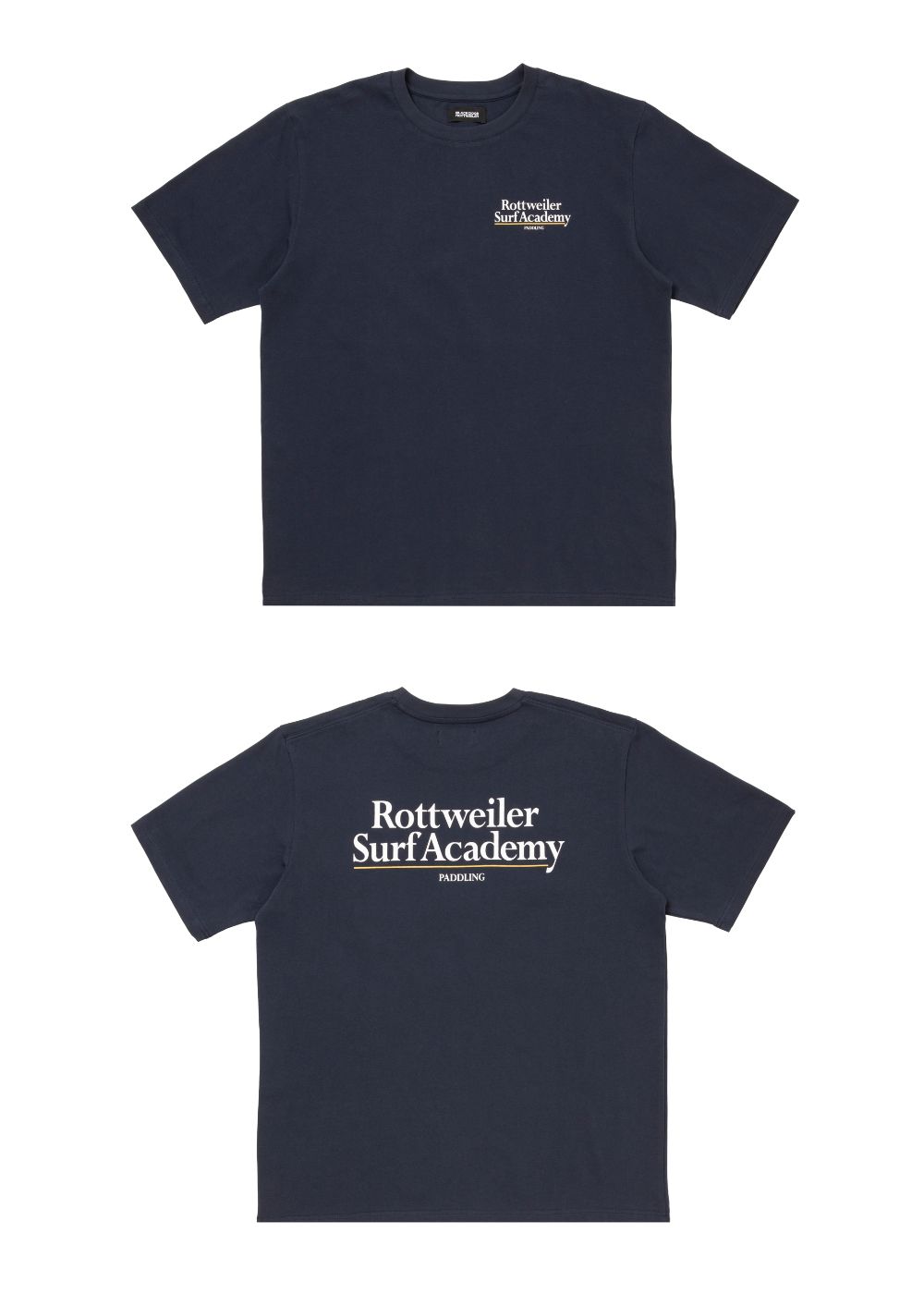 R9 SURF ACADEMY SS TEE (NAVY) /  オリジナル ロゴプリント Tシャツ
