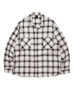 R9 OMBRE CHECK SHIRT (BEIGE) / オンブレチェック オープン カラー シャツ