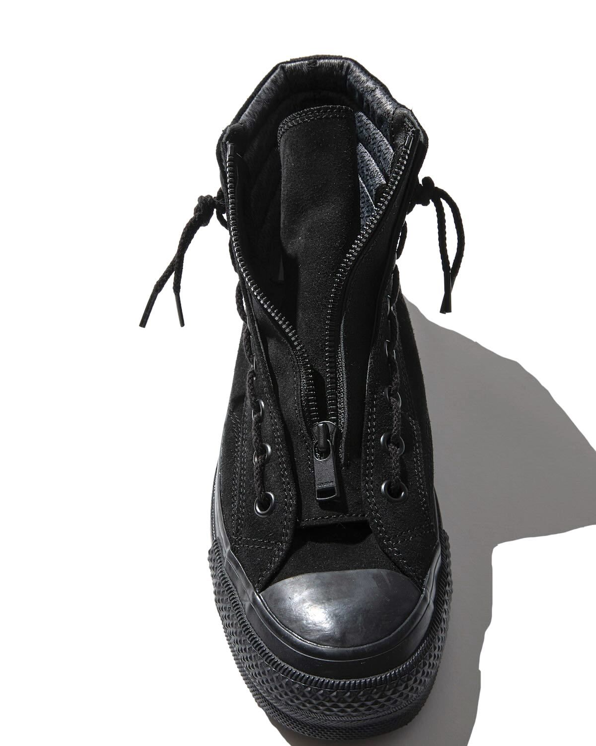 × nonnative DWELLER TRAINER 2 HI COW LEATHER WITH GORE-TEX by SPINGLE (BLACK×BLACK) / ノンネイティブ コラボスニーカー