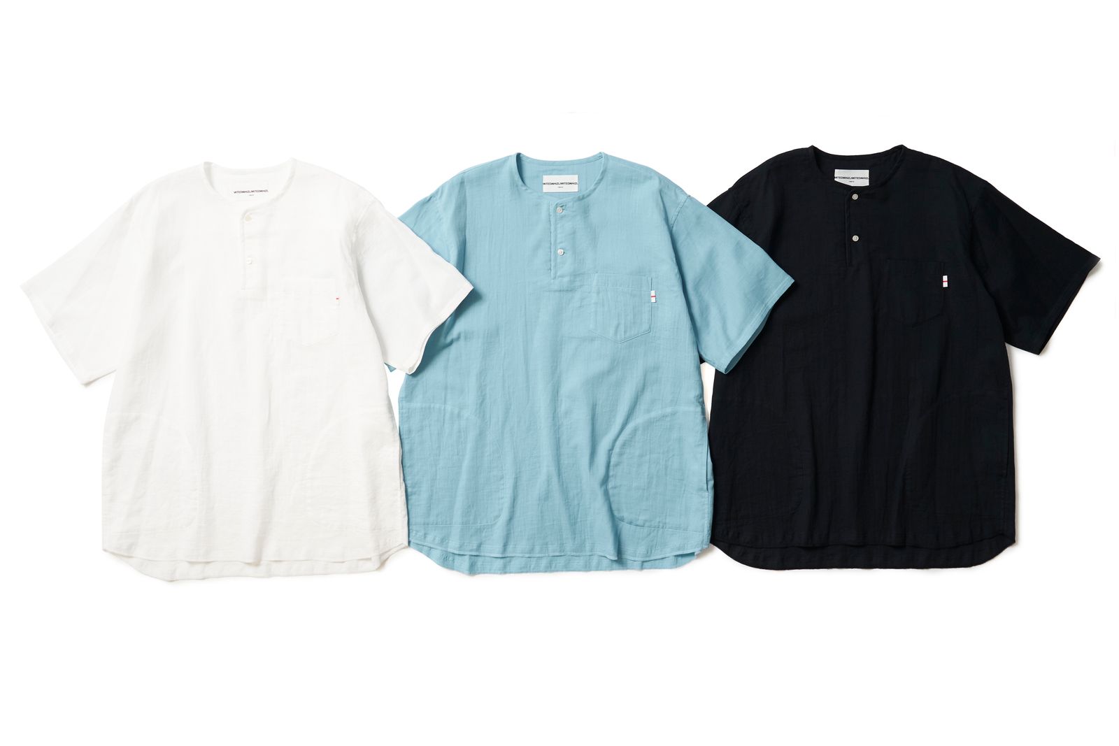 WHIZ LIMITED - GAUZE SHIRT (WHITE) / ヘンリーネックガーゼシャツ 