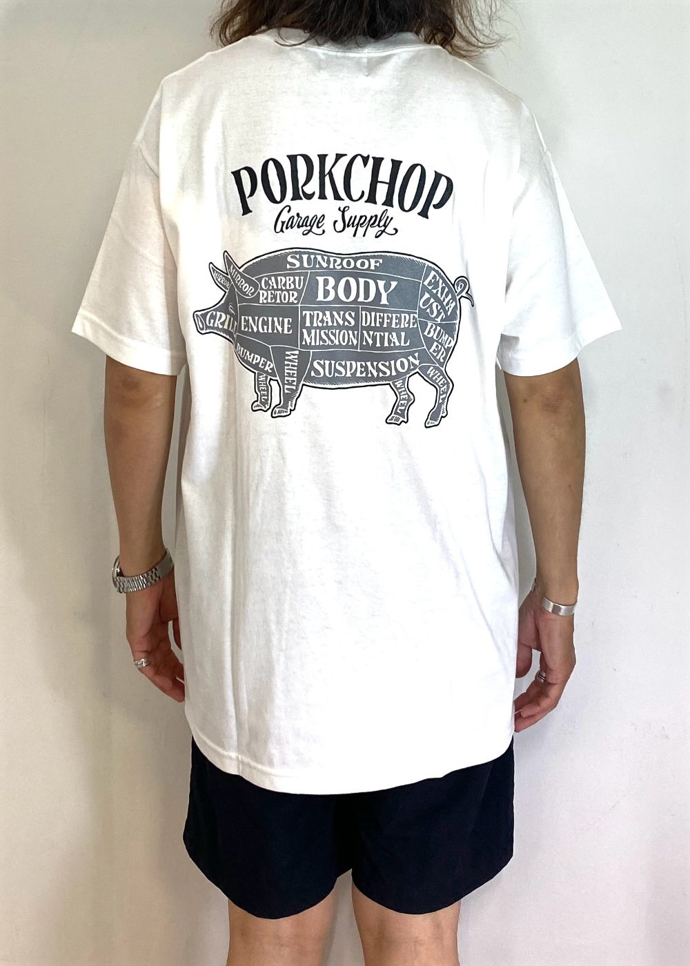 PORK BACK TEE (WHITE) / ポークバック ロゴ Tシャツ