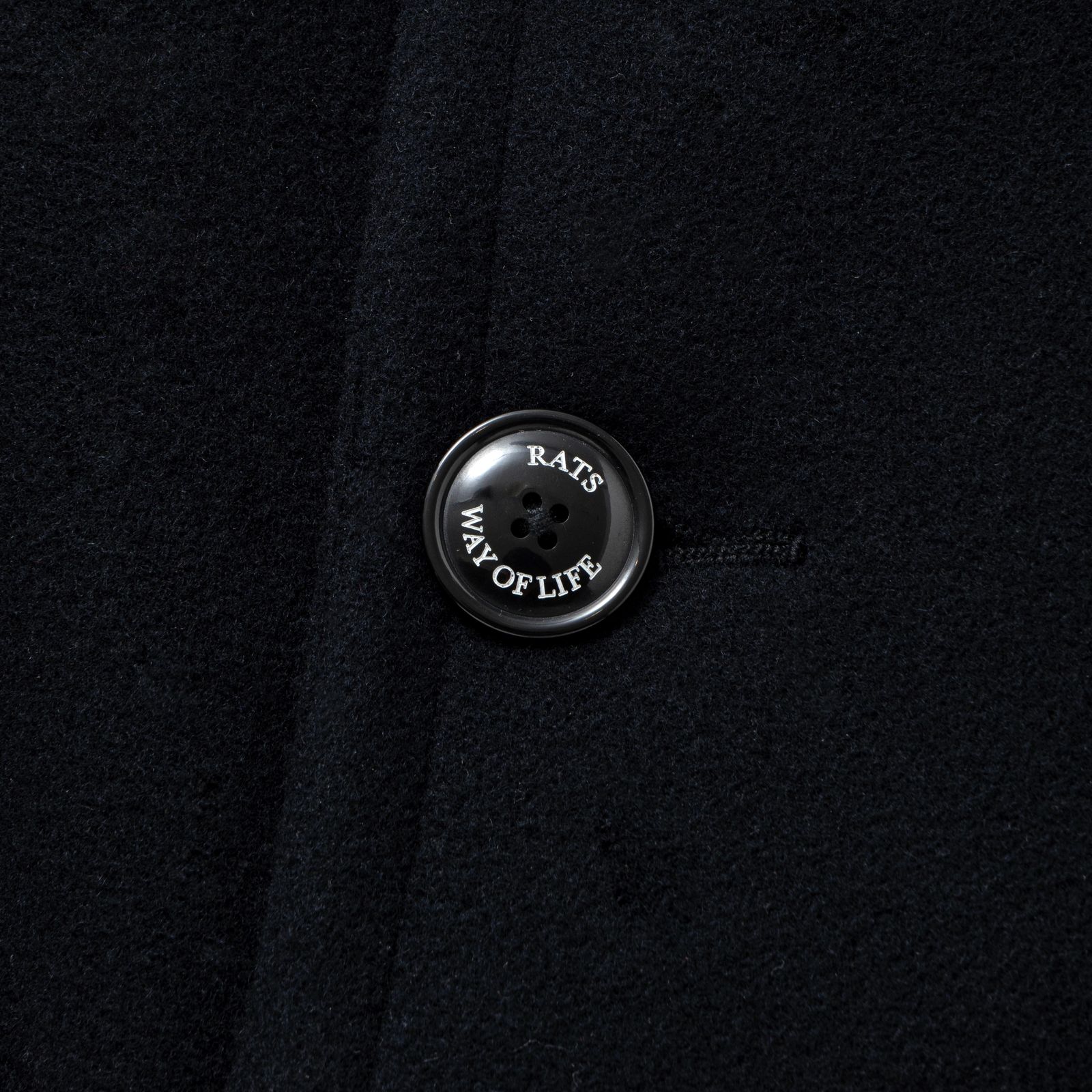 【ラスト1点】DOUBLE BREASTED WOOL JKT (BLACK) / 襟レザー ピーコート
