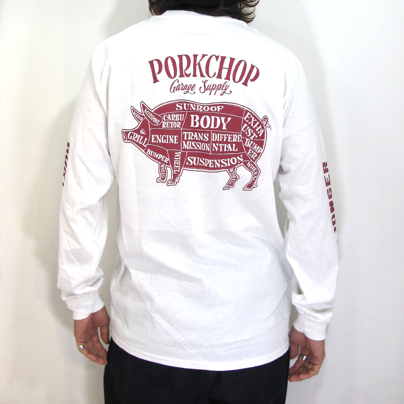 PORKCHOP - PORK BACK L/S TEE (WHITE) / 定番ポークバックロゴL/S T 