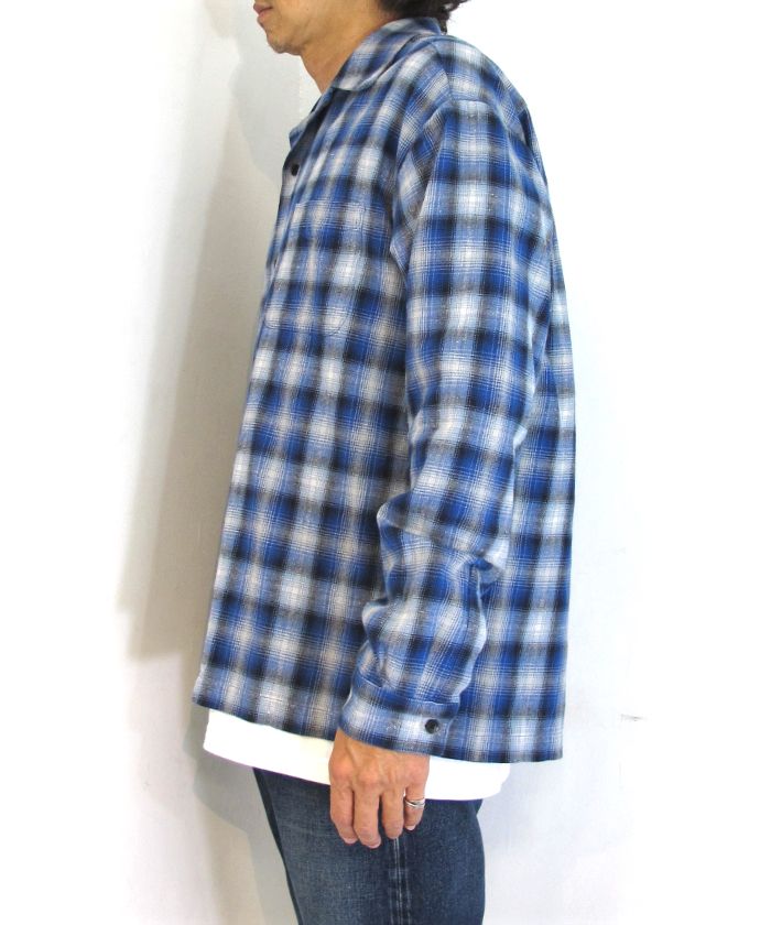 MINEDENIM - V.Nep Check Flannel Open Collar SH (BRT) / オンブレチェック オープンカラーシャツ  | LOOPHOLE