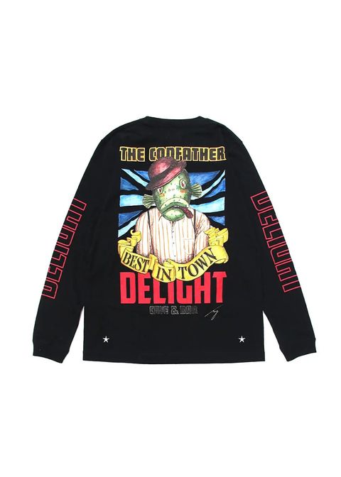 PRINT L/S TEE (BLACK) / CAFE&BAR DELIGHT コラボロンT