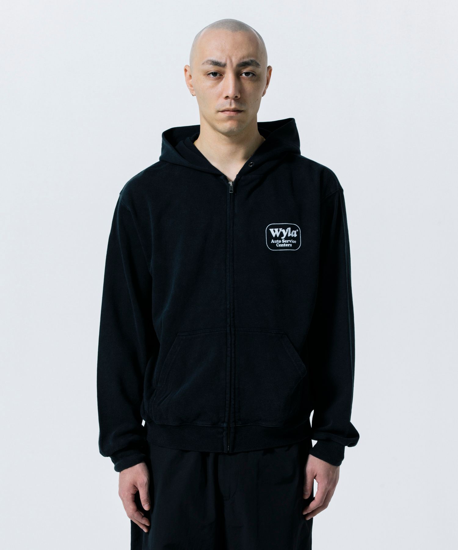 WYLA ZIP HOODIE (BLACK) / ピグメント スウェット ジップ パーカー