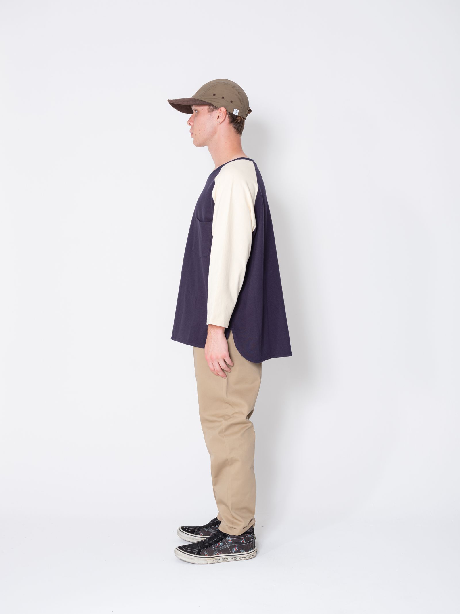 【ラスト1点】3/4 SLEEEVE BASEBALL TEE "BABE" (NAVY) / グッドウェア コラボ ベースボールTee