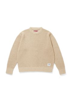 Heavy Waffle Knit Sweater (BEIGE) / ヘビーワッフル コットン ニット セーター