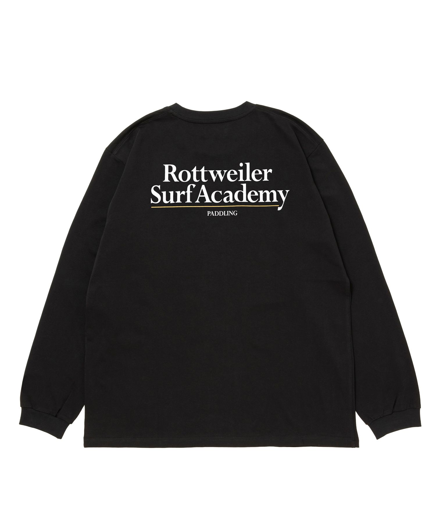 R9 SURF ACADEMY LS TEE (BLACK) /  オリジナル ロゴプリント ロングスリーブ Tシャツ