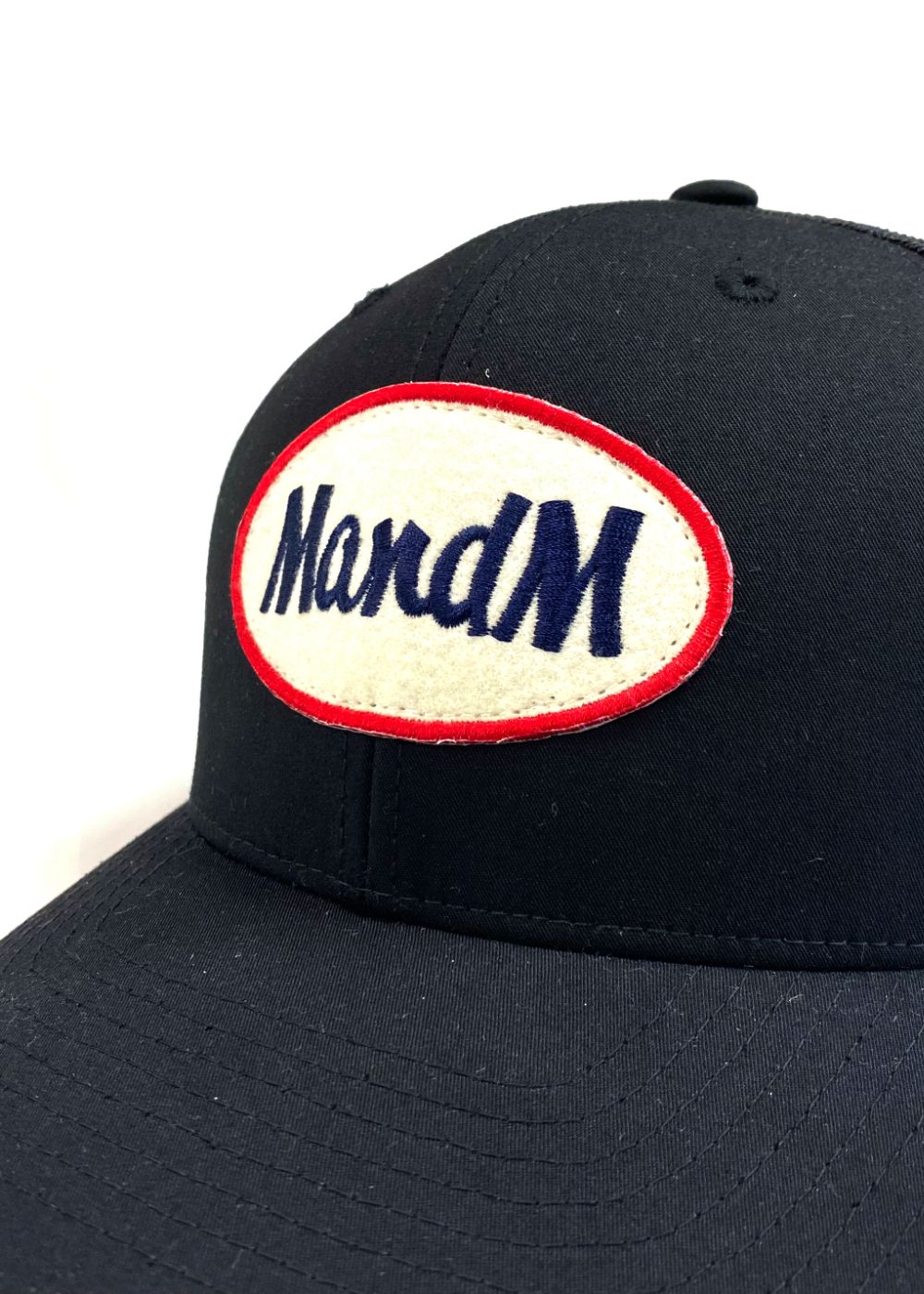 RETRO TRUCKER MESH CAP (BLACK) / ワッペン メッシュキャップ