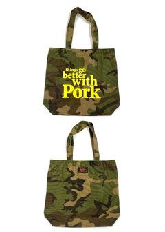 THINGS GO BETTER TOTE BAG (CAMO) / プリントトートバッグ