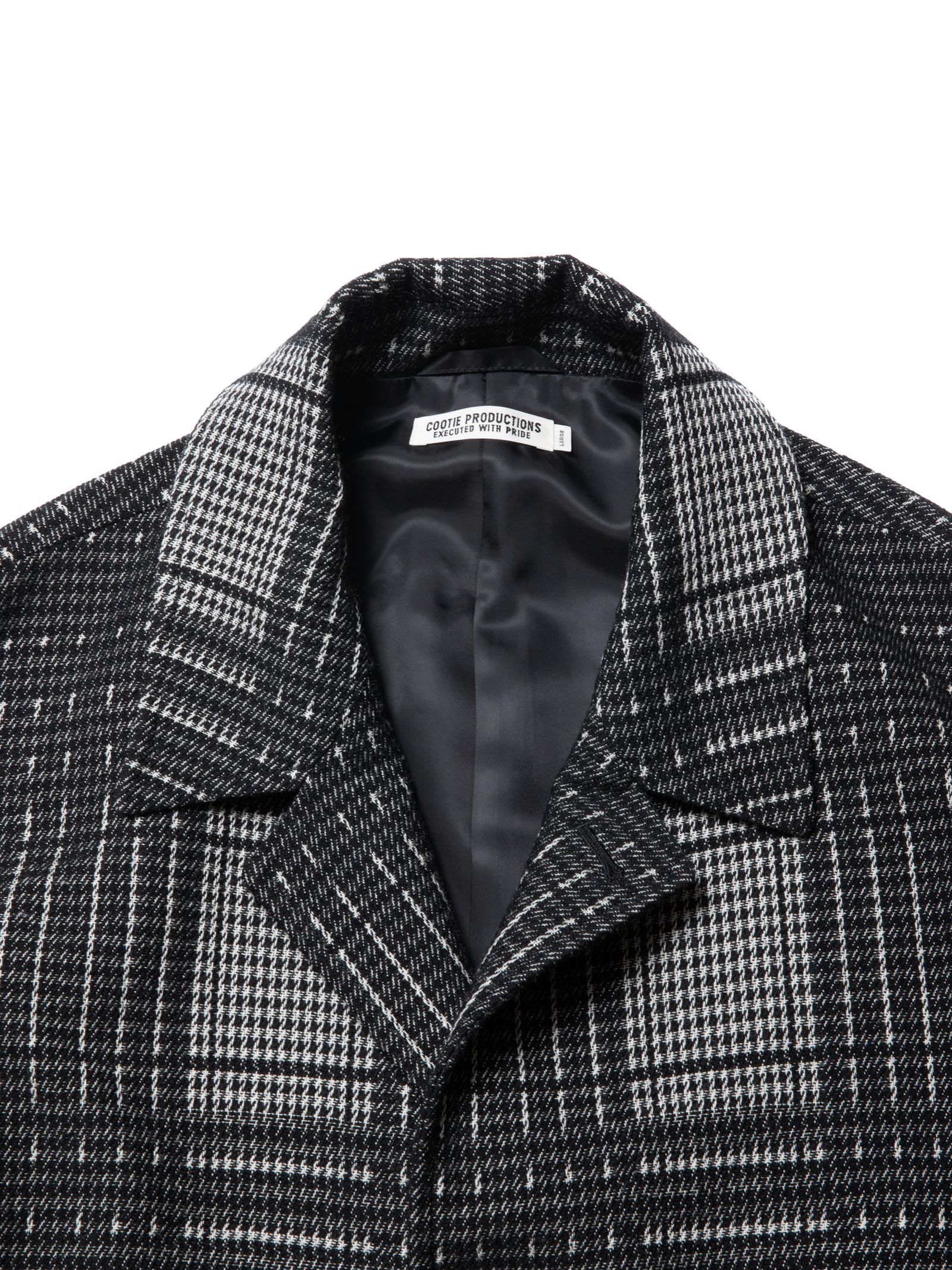 COOTIE PRODUCTIONS - Jacquard Check Wool Short Chester Coat (BLACK