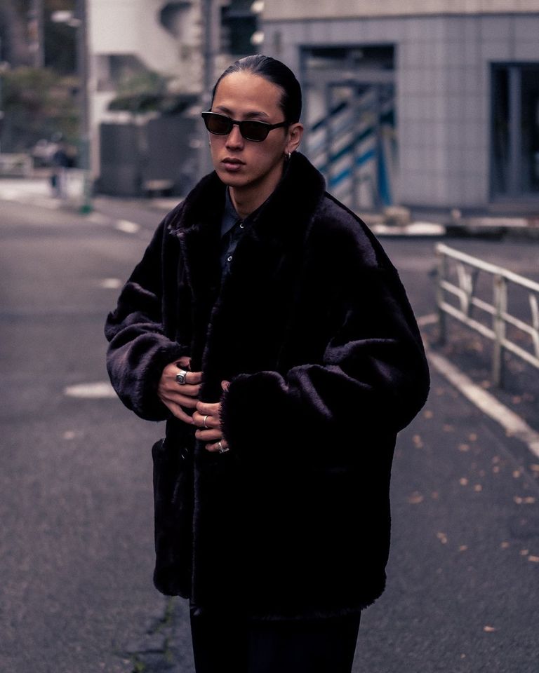 COOTIE PRODUCTIONS - Faux Fur Car Coat (BLACK) / フェイクファー 